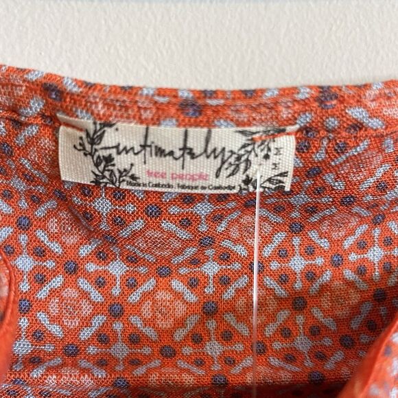 Free People Sz M Lucky Now Brami Off the Shoulder Notched Crop Top Boho Festival - Picture 2 of 4